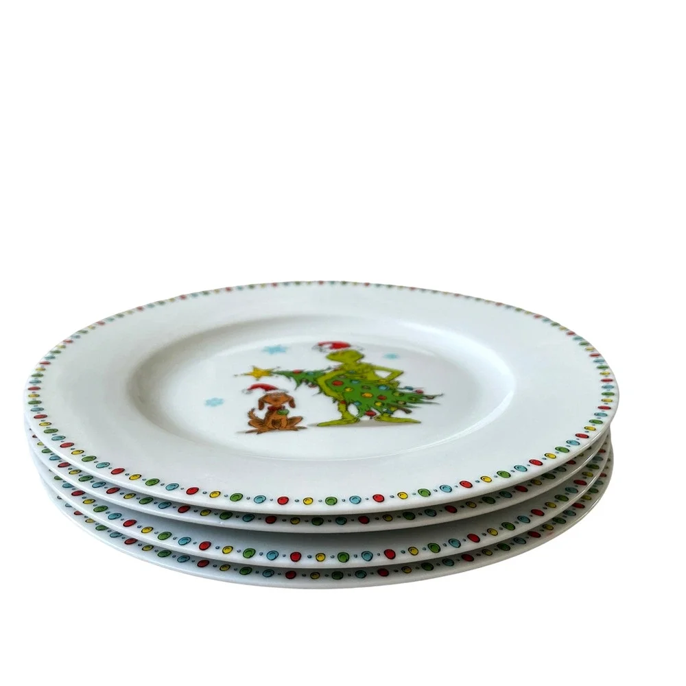 Dr. Seuss The GRINCH Who Stole Christmas Dinner Plates 10.5in Ceramic Set Of 3